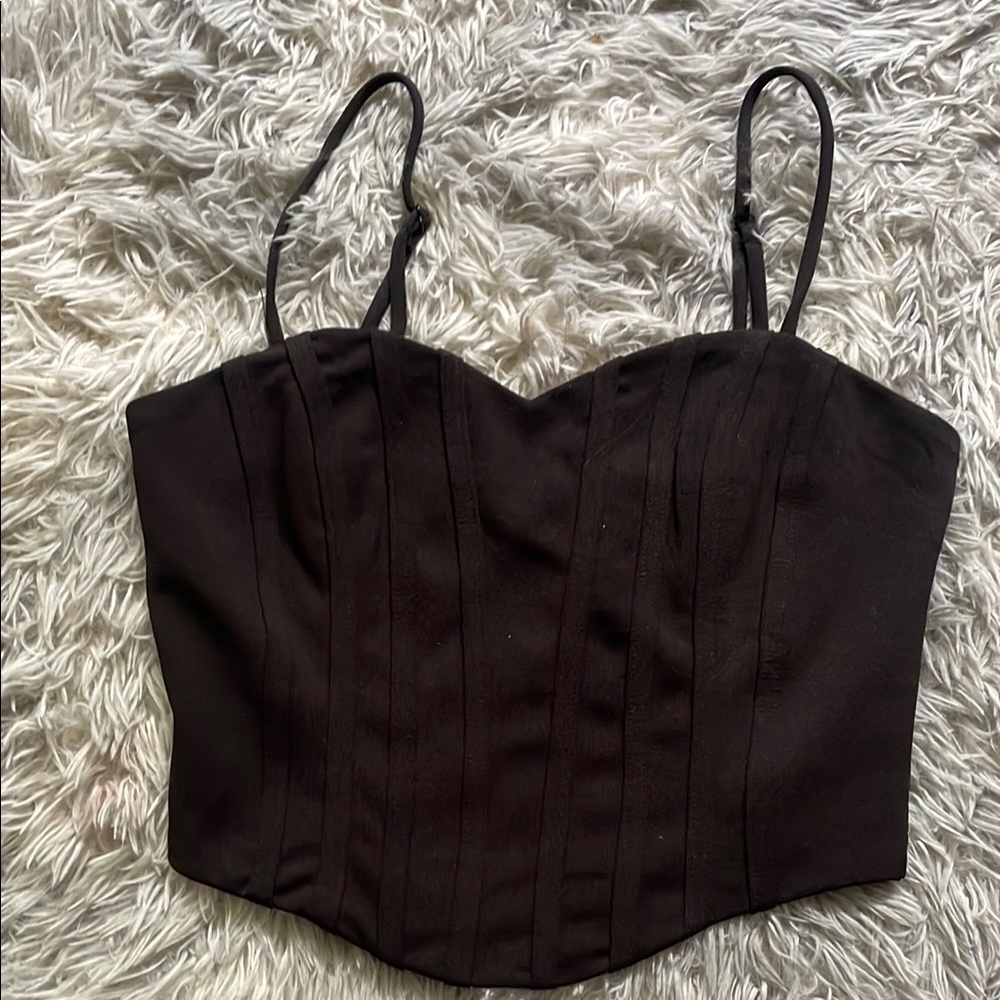 Black Sleeveless Cropped Bustier Top